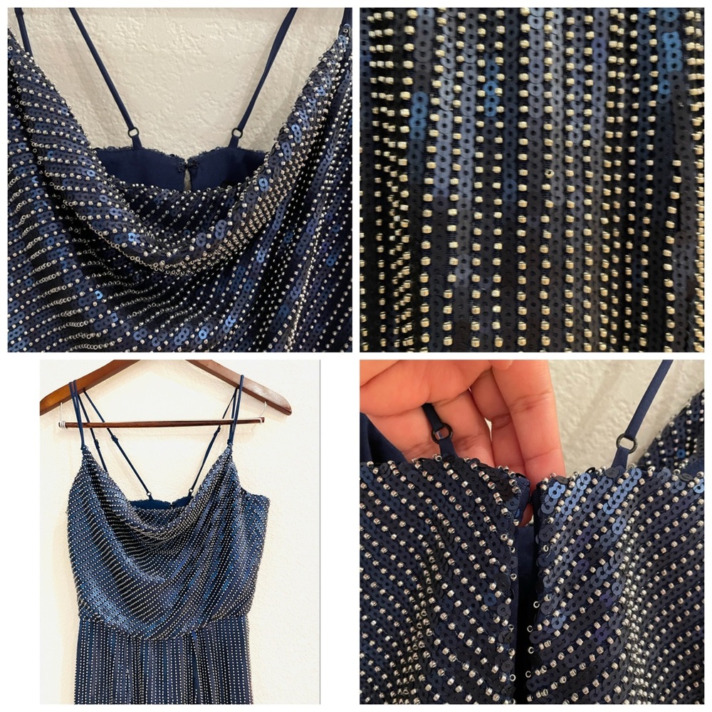 NWT Haney Elise Sequin Embellished Thigh-Slit Midi Cocktail Dress Flapper Gatsby - Picture 13 of 16